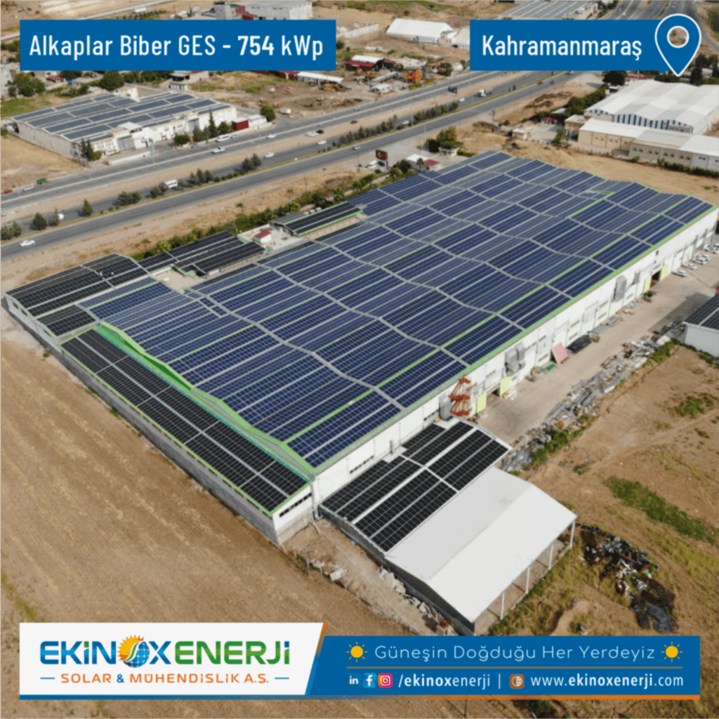 Alkaplar & Altes GES yatırımlarının 4. Etabı olan Alkaplar Biber fabrika çatısına kurmuş olduğumuz 754 kWp gücündeki güneş enerji santralinin kabulü yapılarak devreye alınmıştır.