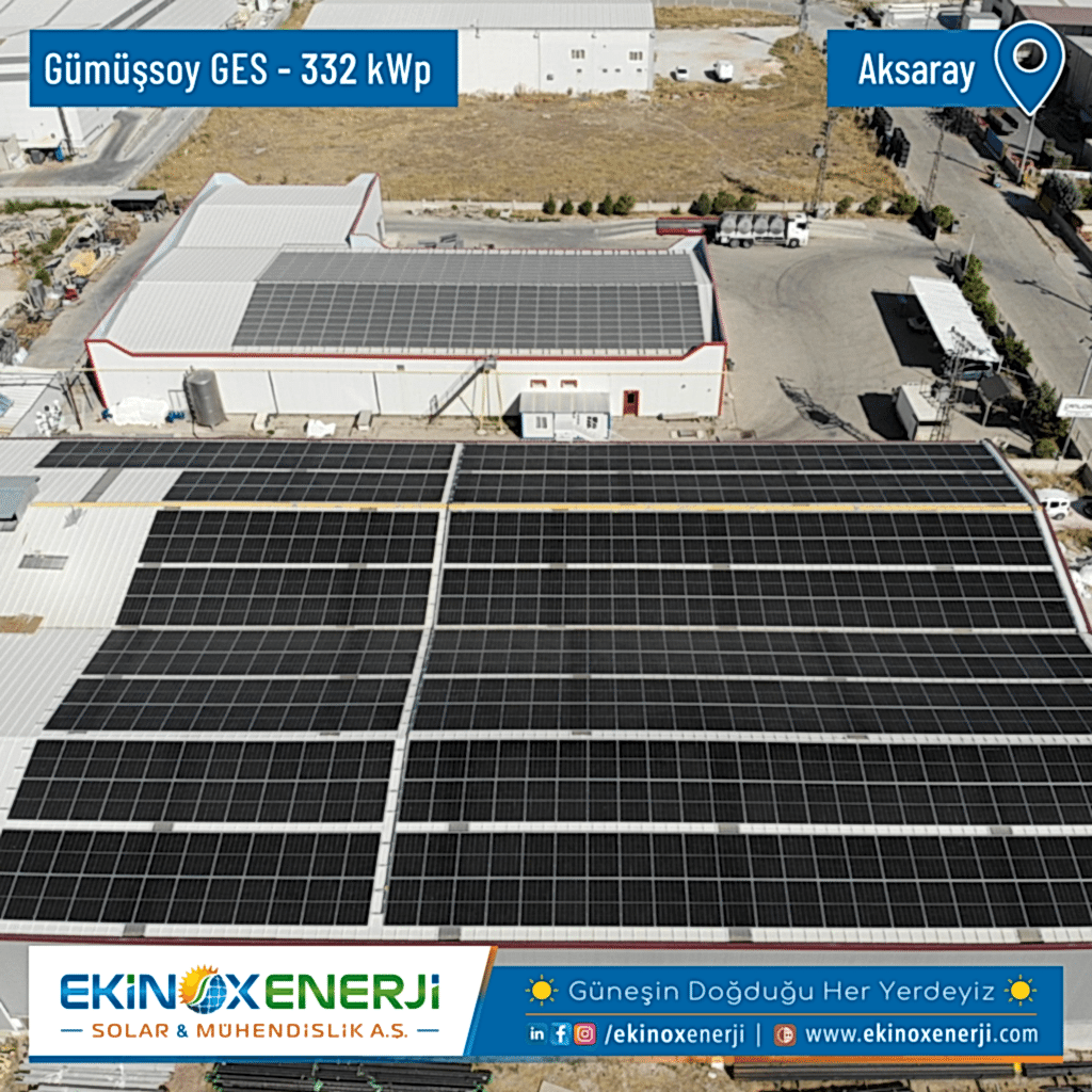 Aksaray ili Erenler OSB de faaliyet gösteren Gümüşsoy firmasının fabrika çatısına güneş enerji santrali kurulumumuz tamamlanarak devreye alınmıştır.